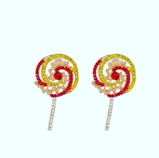 Rhinestone/crystal oversize lollipop stud statement earrings
