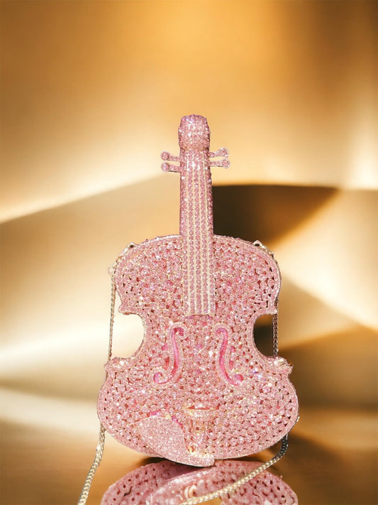Mini women violin bag Crystal/rhinestone Evening Clutch Purse Wedding Party Hand Bags
