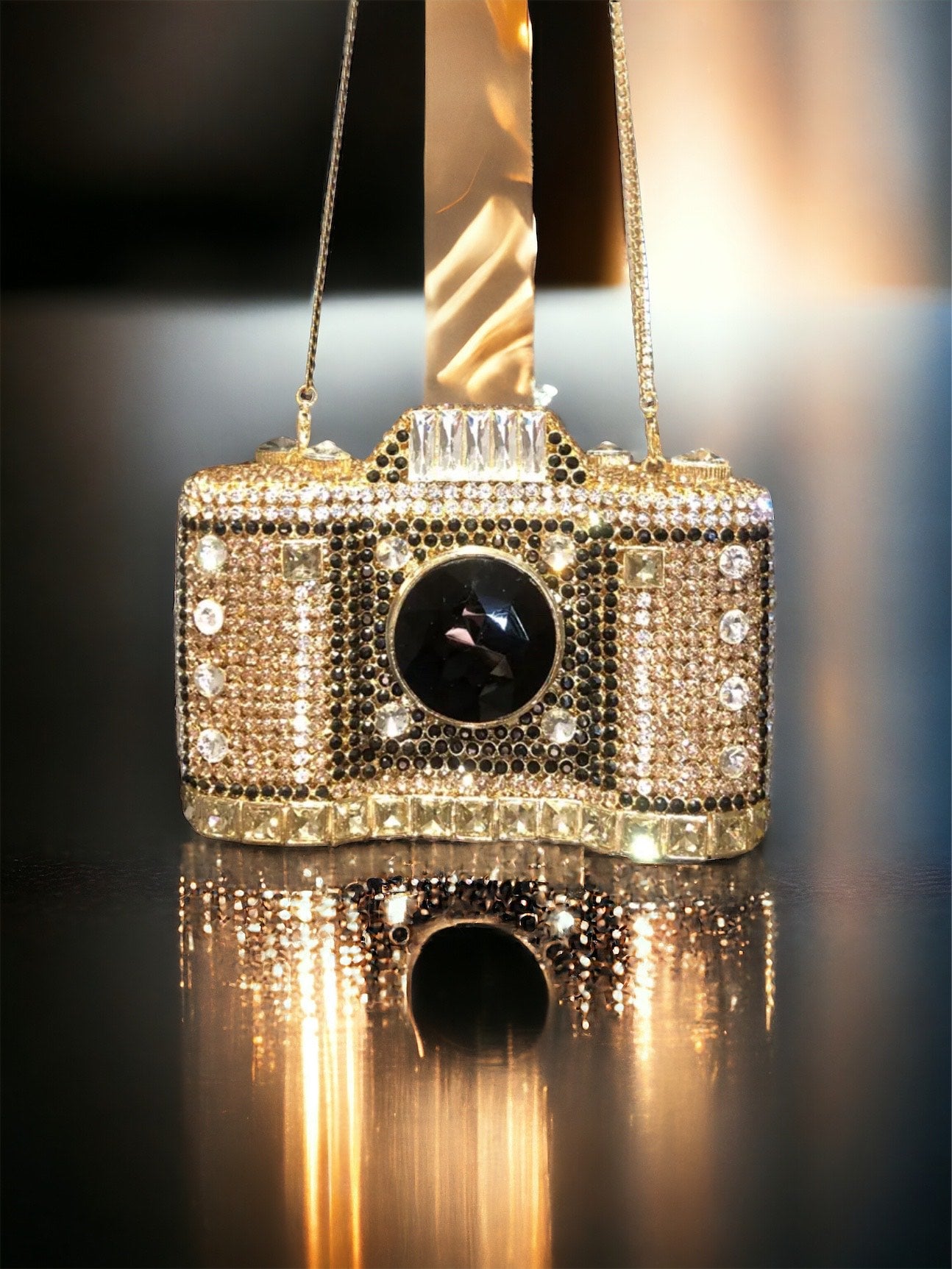 Mini Camera Crystal/rhinestone Evening Clutch Purse Wedding Party Hand Bags