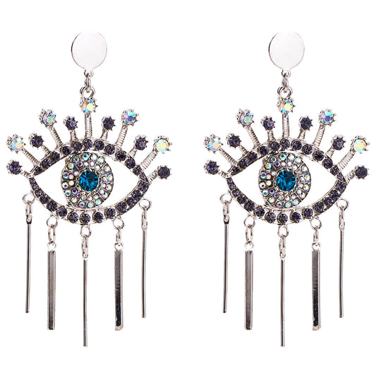 Crystal Evil Eyes Statement Drop Earrings Exaggerated Personality Punk luxury