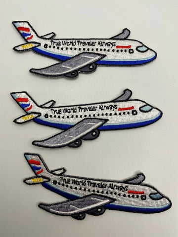 "True World Traveler Airways" Iron-on Embroidered Patch, Size 4" Patch, Wanderlust Travel Patch, 1 pc