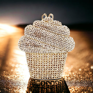 Gold/silver ice cream crystal/rhinestone Crystal Evening Clutch Purse Wedding Party Hand Bags