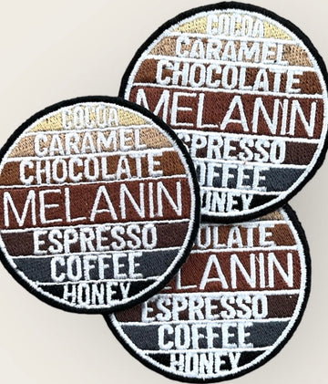 Coco Caramel Chocolate Melanin, round patch iron on Patch,  Sew On Patch, Appliqué, Embroidered Patch, embroidery,