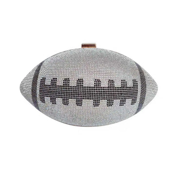 Rhinestone Football Shaped Rugby Quirky Bag Crystal Cross Body Purse Bling Shoulder Handbag for Women