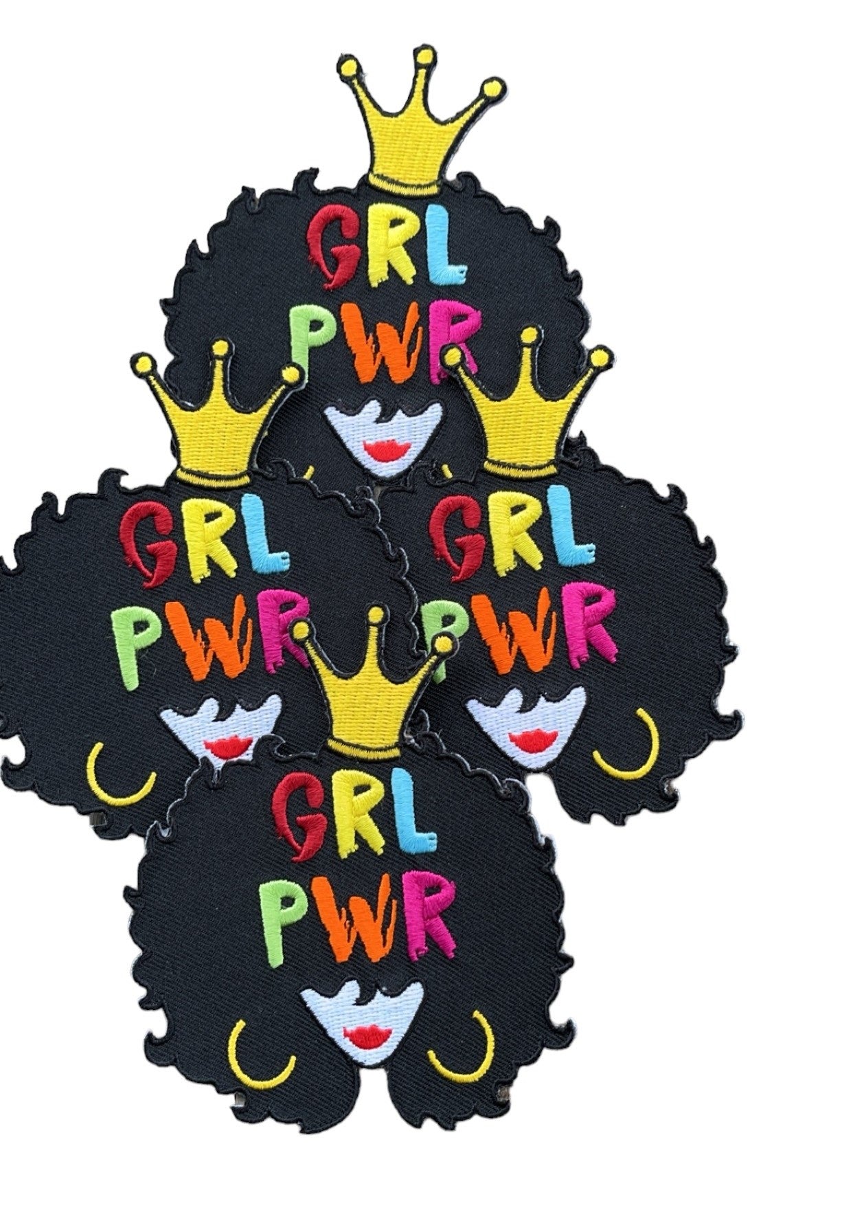 GRL PWR  Iron on Patch, Girl Power Patch, Sew On Patch, Metallic Threads, Embroidered Patch