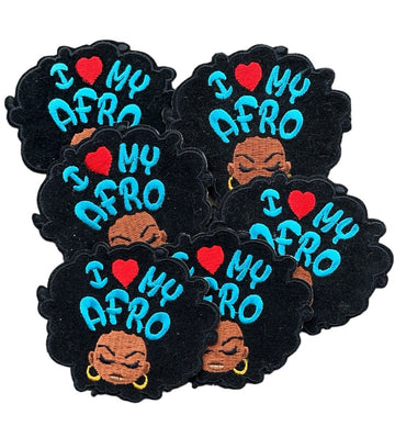 I love my Afro GRL PWR  Iron on Patch, black girl Patch, Sew On Patch, Metallic Threads, Embroidered Patch