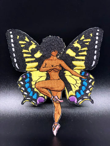 Black Butterfly Iron on Patch, Cute Patch, Sew On Patch, Butterfly Beauty, Embroidered Patch,