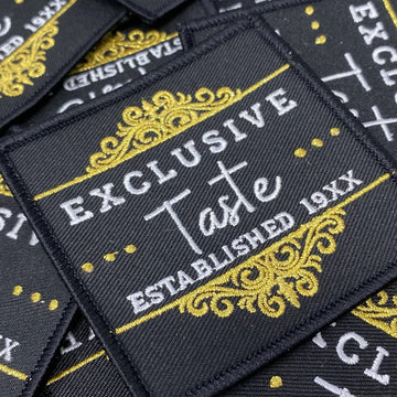 "Exclusive Taste Established 19XX" 3 inch, Cool Applique For Clothing, Iron-on Embroidered Patch