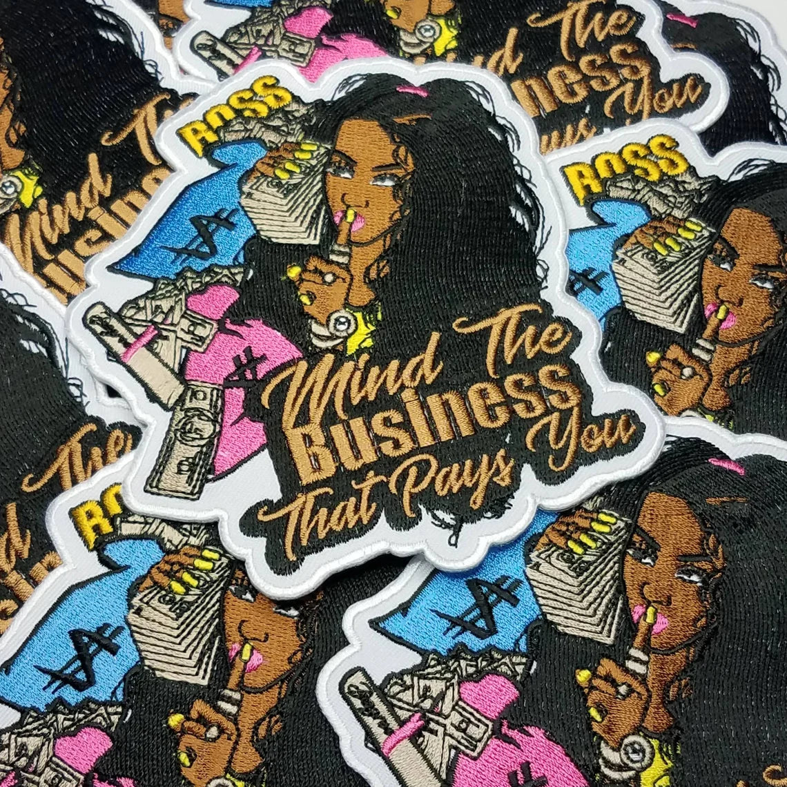 Money "mind the business that pays you" Iron-on Patch, Embroidered