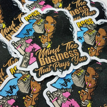 Money "mind the business that pays you" Iron-on Patch, Embroidered