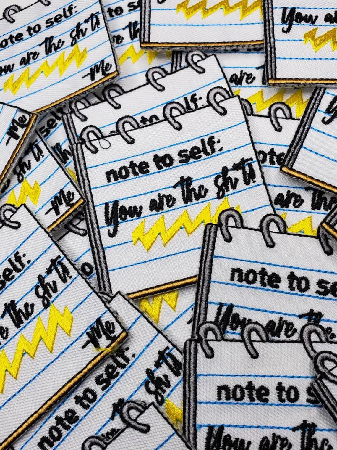 Notepad, "Note to Self" DIY Notepad, Cool Novelty Patch, Embroidered Applique Iron On Patch, Size 2"x 2", Notepad Patch, Planner Girl