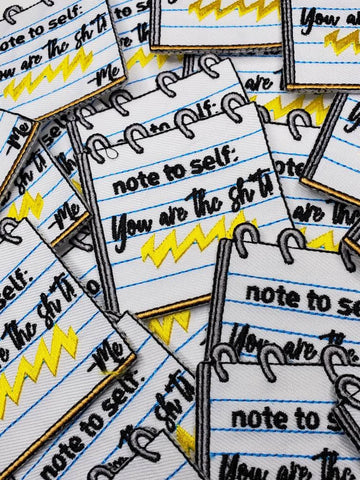 Notepad, "Note to Self" DIY Notepad, Cool Novelty Patch, Embroidered Applique Iron On Patch, Size 2"x 2", Notepad Patch, Planner Girl