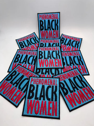 Phenomenal Black Woman, Motivational Quote Patch, 4"x2" inch, Cool Applique For Clothing, Iron-on Embroidered Patch