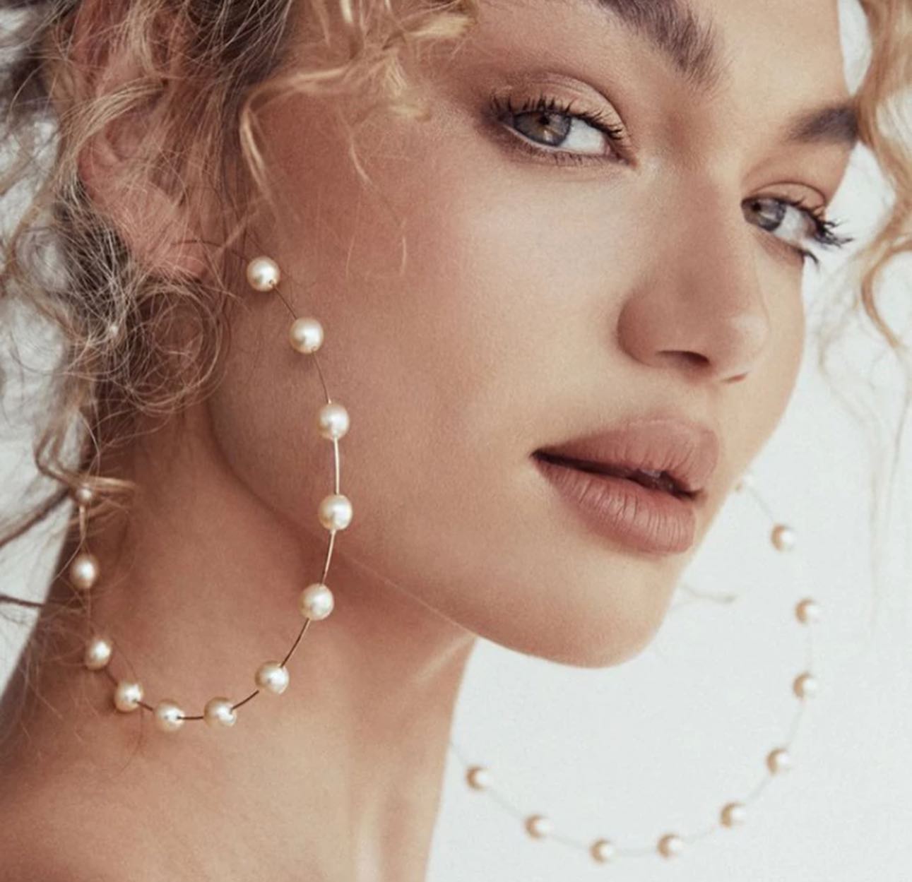 Large Pearl Hoop Earrings, wedding earrings