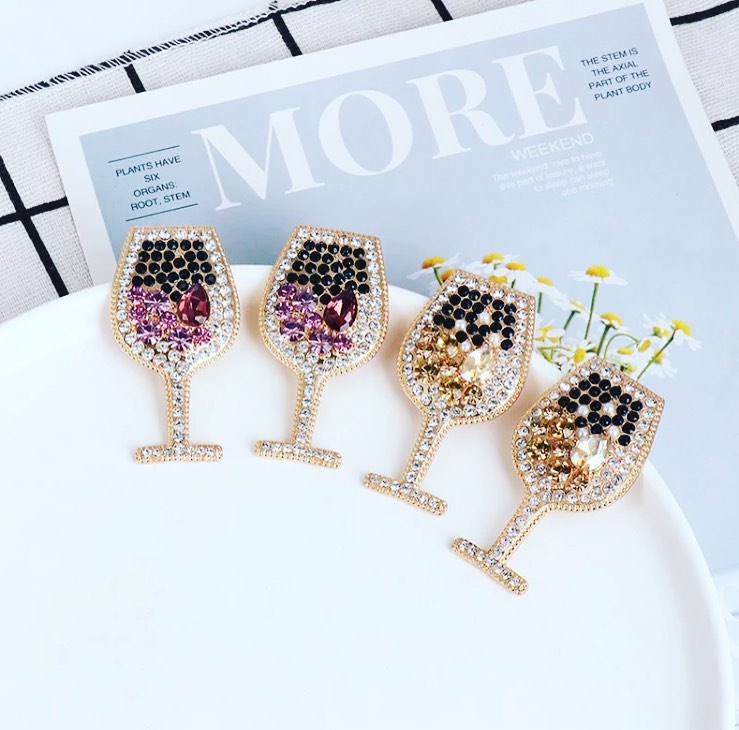 Rhinestone/crystal oversize stud personality statement Wine Glass Earrings