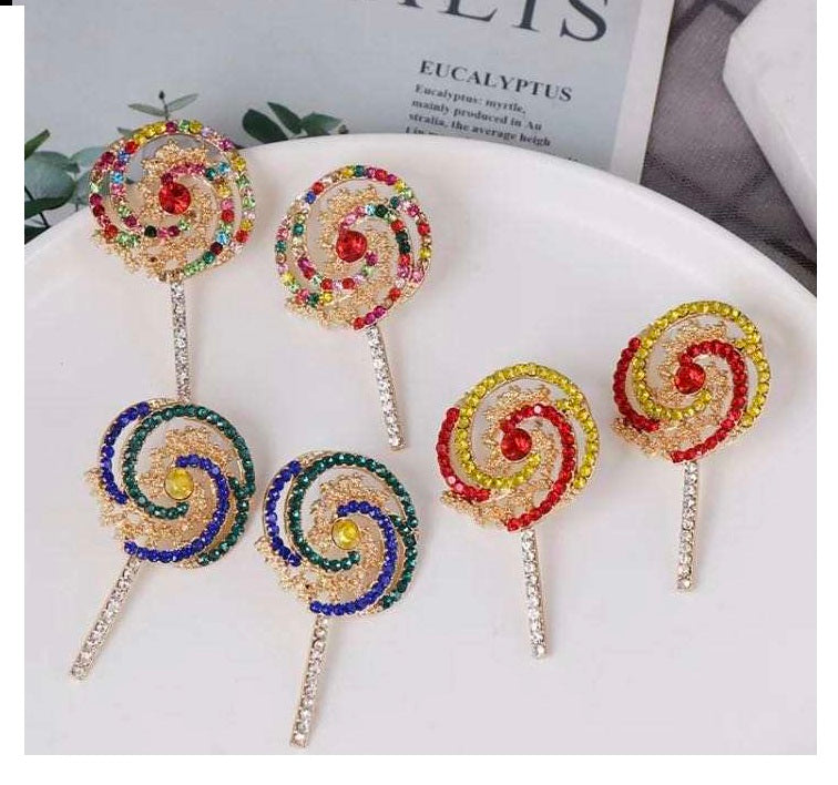 Rhinestone/crystal oversize lollipop stud statement earrings